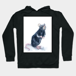 Rat print of watercolor painting Hoodie